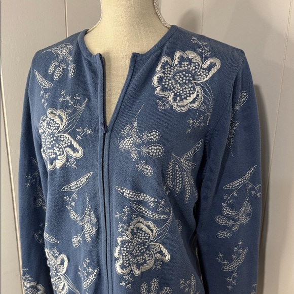 Talbots Blue and White Floral Utility Jacket - Picture 2 of 4